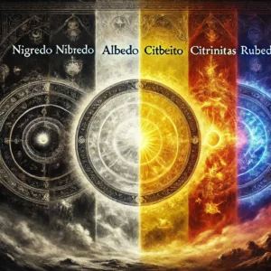 Nigredo Albedo-Citrinitas Rubedo etapy alchemiczne